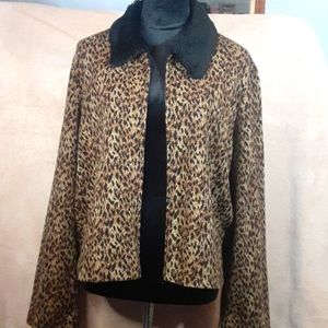 Kathie Lee Collection Leopard Print Sweater/Jacket sz XL